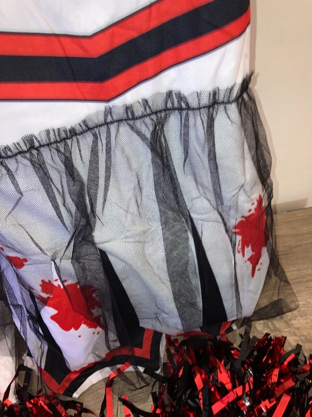 Zombie Halloween Cheerleader Costume Includes Poms Poms - Size: 5-6 Years